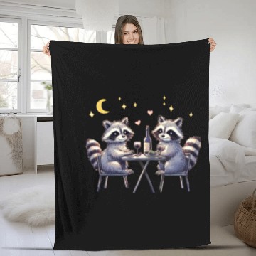 Discover Raccoon Romance Fleece Blankets