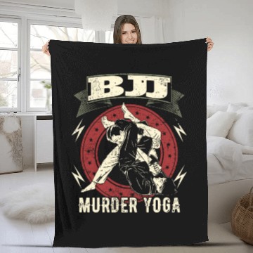 Discover Funny Brazilian Jiu Jitsu Murder Yoga Gift Fleece Blankets