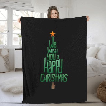 Discover Happy Xmas Tree Fleece Blankets