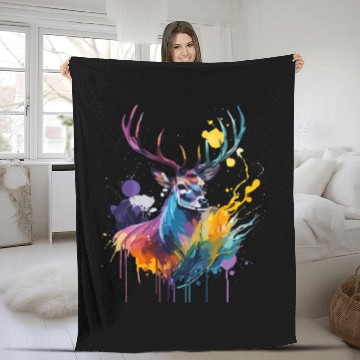 Discover Watercolor painting deer Fleece Blankets