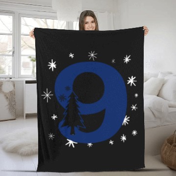 Discover 9 White Christmas Stars - Blue Number Nine Fleece Blankets