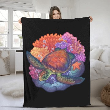 Discover Sea Turtle Reef Fleece Blankets