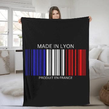 Discover Lyon Barcode France Flag for French People Fleece Blankets