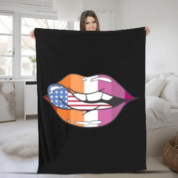 Discover American Flag Tongue Lesbian Flag Lips LGBTQ Pride Fleece Blankets