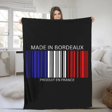 Discover Bordeaux Barcode France Flag for French People Fleece Blankets