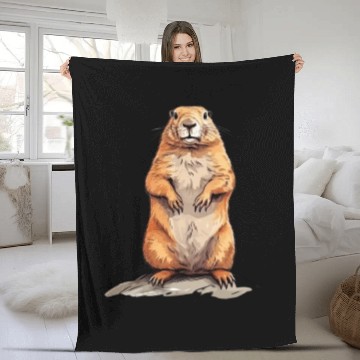 Discover Groundhog Marmot for a Marmot lover groundhog fan Fleece Blankets