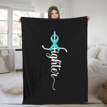 Discover Fighter Christian Cross Warrior Ovarian Cancer Fleece Blankets