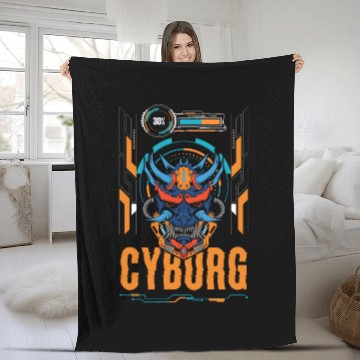 Discover Cyberpunk Android Synthwave Engineering Fleece Blankets