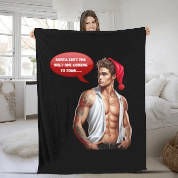 Discover Christmas Nice Cute and Handsome Santa Hat Man Fleece Blankets