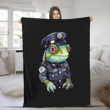 Discover Chameleon policewoman Fleece Blankets