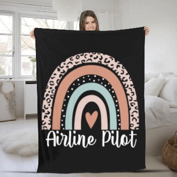 Discover Airline Pilot Rainbow Leopard Funny Airline Pilot Fleece Blankets