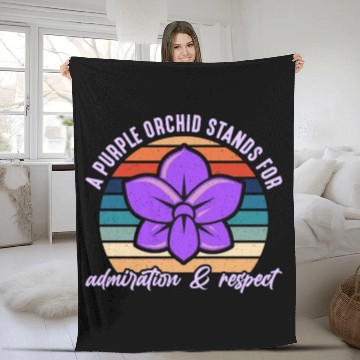 Discover Orchids A Purple Orchid Stands Retro Horticulture Fleece Blankets