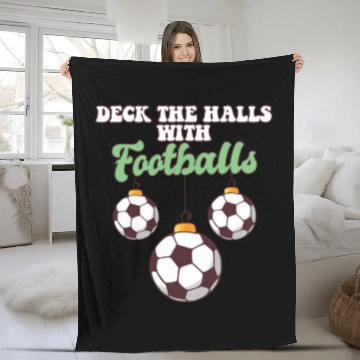 Discover Football Player Coach Christmas Balls Deck The Fleece Blankets