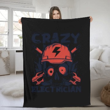 Discover Crazy Electrician Powerline Technician Wiremen Fleece Blankets