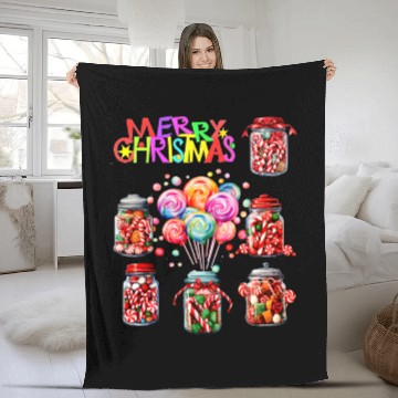 Discover Merry Christmas Sweet Candy Canes Fleece Blankets