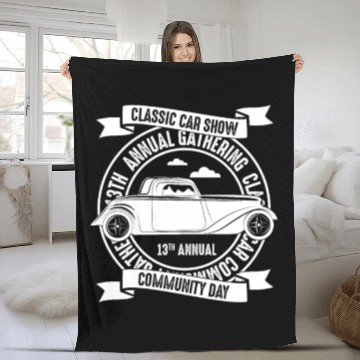 Discover Classic car show community day Fleece Blankets