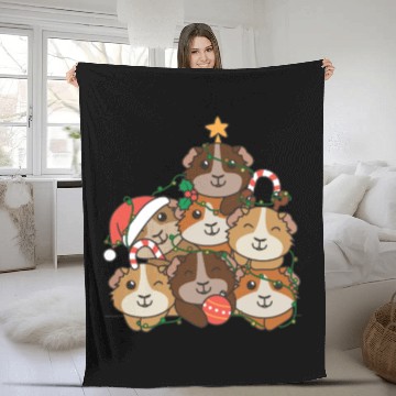Discover Guinea Pig Christmas Tree Funny Animal Fleece Blankets