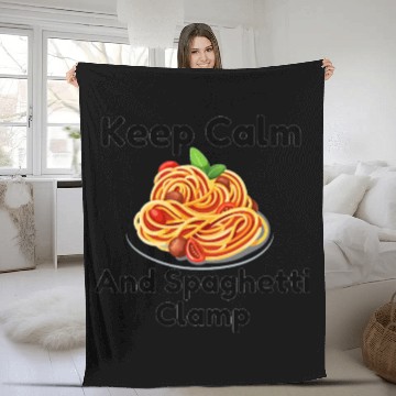 Discover Keep Calm And Spaghetti Clamp Fleece Blankets