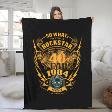 Discover 40th birthday 1984 Rock'n Roll forever gift Fleece Blankets