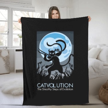 Discover Catvolution The Stealthy Steps of Evolution Fleece Blankets