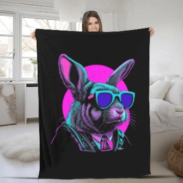 Discover Vaporwave Easter Bunny Fleece Blankets