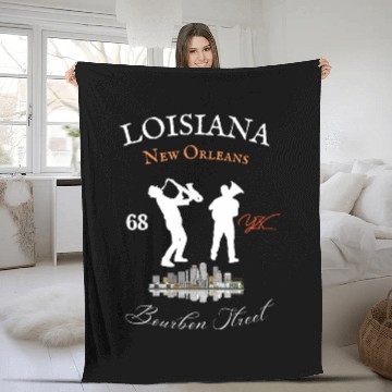 Discover Louisiana New Orleans Bourbon street Fleece Blankets