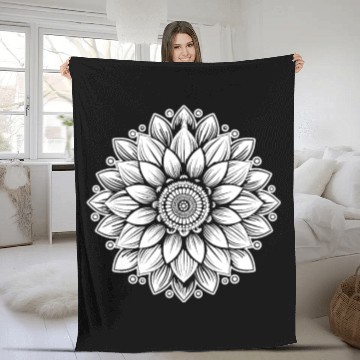 Discover Sunflower Gardening Mandala Inspirational Zen Fleece Blankets