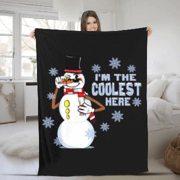 Discover Cool Snowman Funny RubberHose Retro Winter Cartoon Fleece Blankets