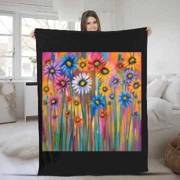 Discover Wildflowers graffiti Fleece Blankets
