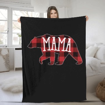 Discover Mama Bear Buffalo Plaid Mama Bear Fleece Blankets