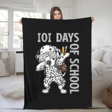 Discover Dabbing 101 Days School Dalmatian Student Teacher Fleece Blankets