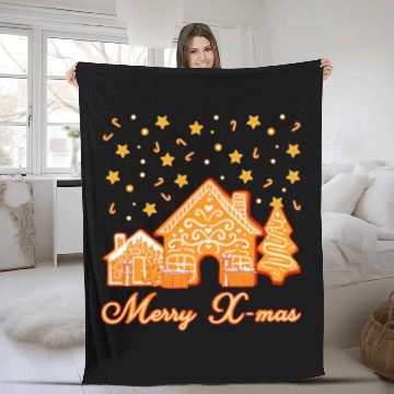 Discover Christmas Cookie Merry X-mas. Fleece Blankets