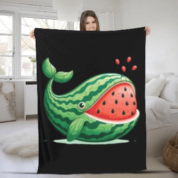 Discover Melon Whale Funny Animal Made Of Vegetables Fleece Blankets