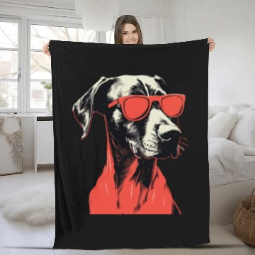 Discover Great Dane Red Sunglasses Fleece Blankets