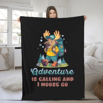 Discover Adventure Is Calling Youth Cute Moose Fleece Blankets