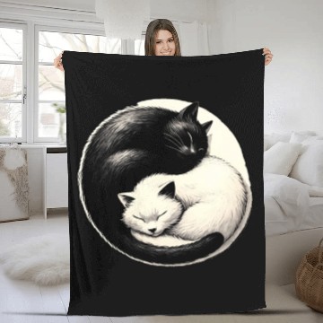 Discover Yin and yang cats sleeping Fleece Blankets