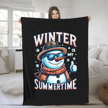 Discover Snowman Rocking Sunglasses Fleece Blankets