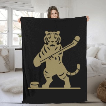 Discover Tiger Hockey Player Silhouette Fleece Blankets