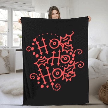 Discover Christmas Typography Holly Ho Ho Ho Fleece Blankets