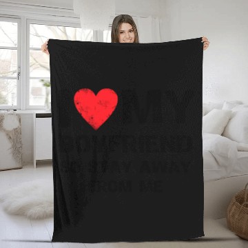 Discover I Love My Boyfriend Funny Fleece Blankets
