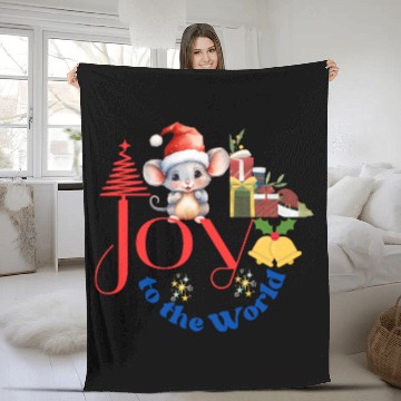 Discover Joy to the World Christmas combination art white Fleece Blankets