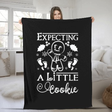Discover Christmas pregnant Expecting a little cookie Fleece Blankets