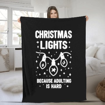 Discover Christmas Lights Because Adulting is Hard Fleece Blankets