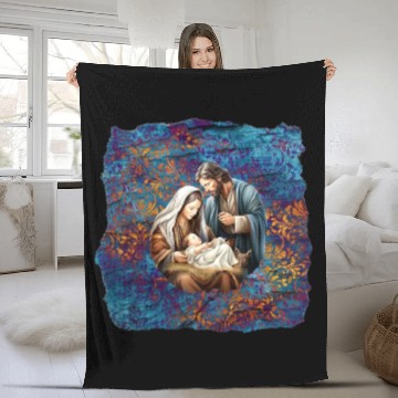Discover Nativity scene with Mary Joseph Baby Jesus Fleece Blankets