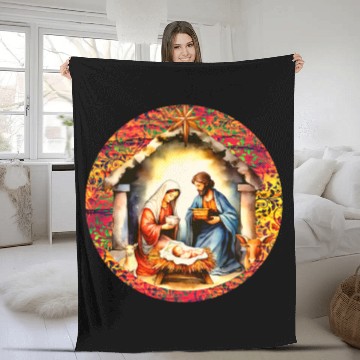 Discover Nativity scene with Mary Joseph Baby Jesus Fleece Blankets