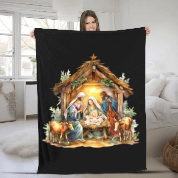 Discover Nativity scene with Mary Joseph Baby Jesus Fleece Blankets