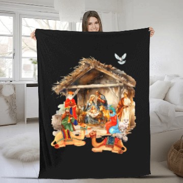 Discover Nativity scene with Mary Joseph Baby Jesus Fleece Blankets