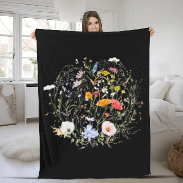 Discover Botanical Floral Wildflower Gardener Gardening Fleece Blankets