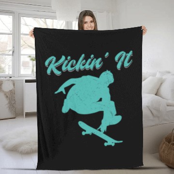 Discover Kickin' it Old School Skateboarding Skater Skatebo Fleece Blankets