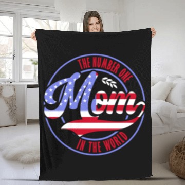 Discover The Number One Mom American Flag Mother's Day Fleece Blankets
